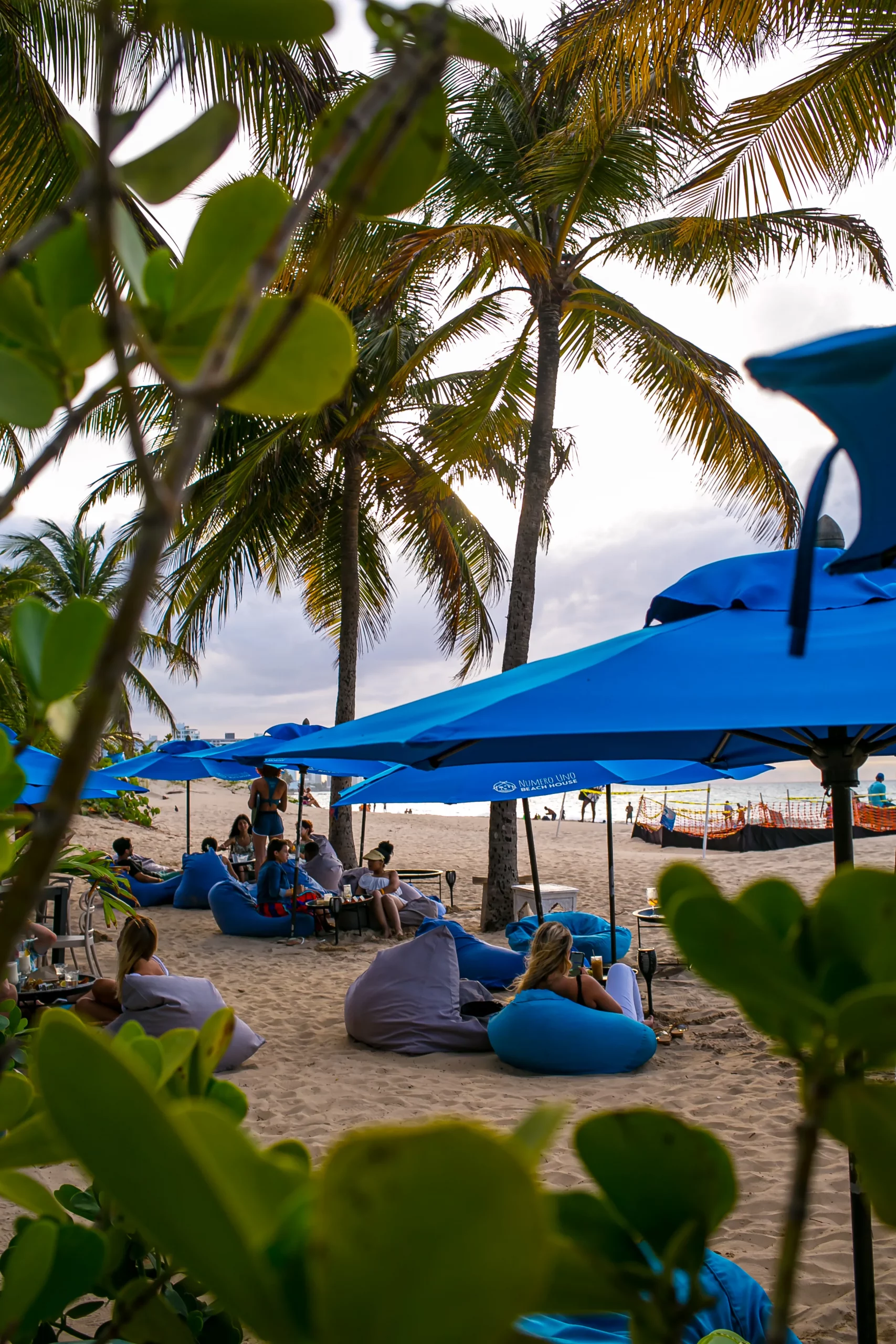 patrons dining on the beach